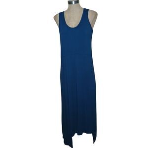 Indigo Thread Co Dress Sz S Blue Maxi Asymmetrical Hem Stretch Lagenlook Boho